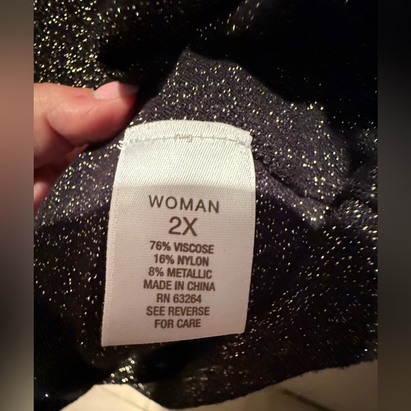 Luxe By Carmen Marc Valvo Black Glitter Cardigan W/Gold Buttons, 2X NWOT - Picture 5 of 6